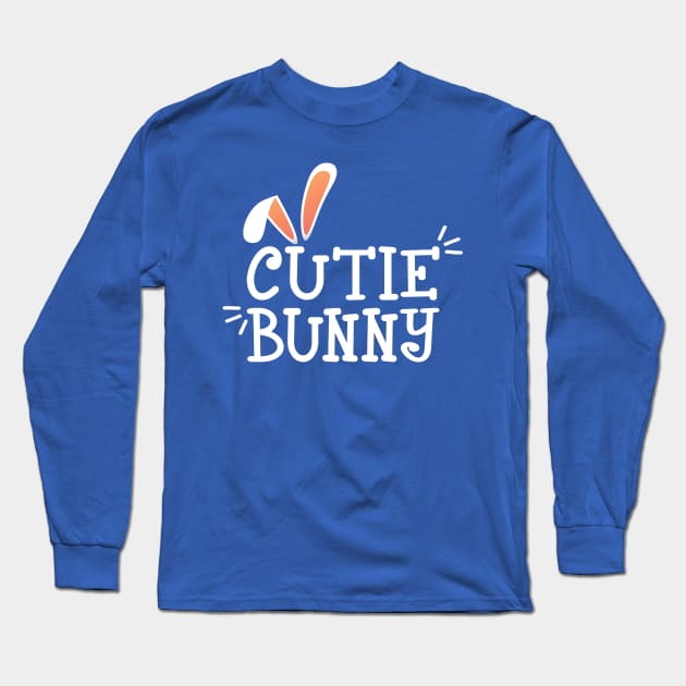 Simple Cutie Bunny Easter Typography Long Sleeve T-Shirt by Jasmine Anderson